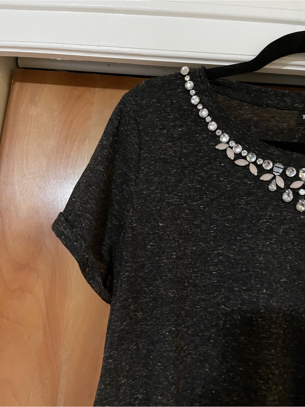 Torrid Shirt Womens 0 L Large Heather Gray Rhinestone Jewel Neck Classic Fit Tee - Picture 6 of 9